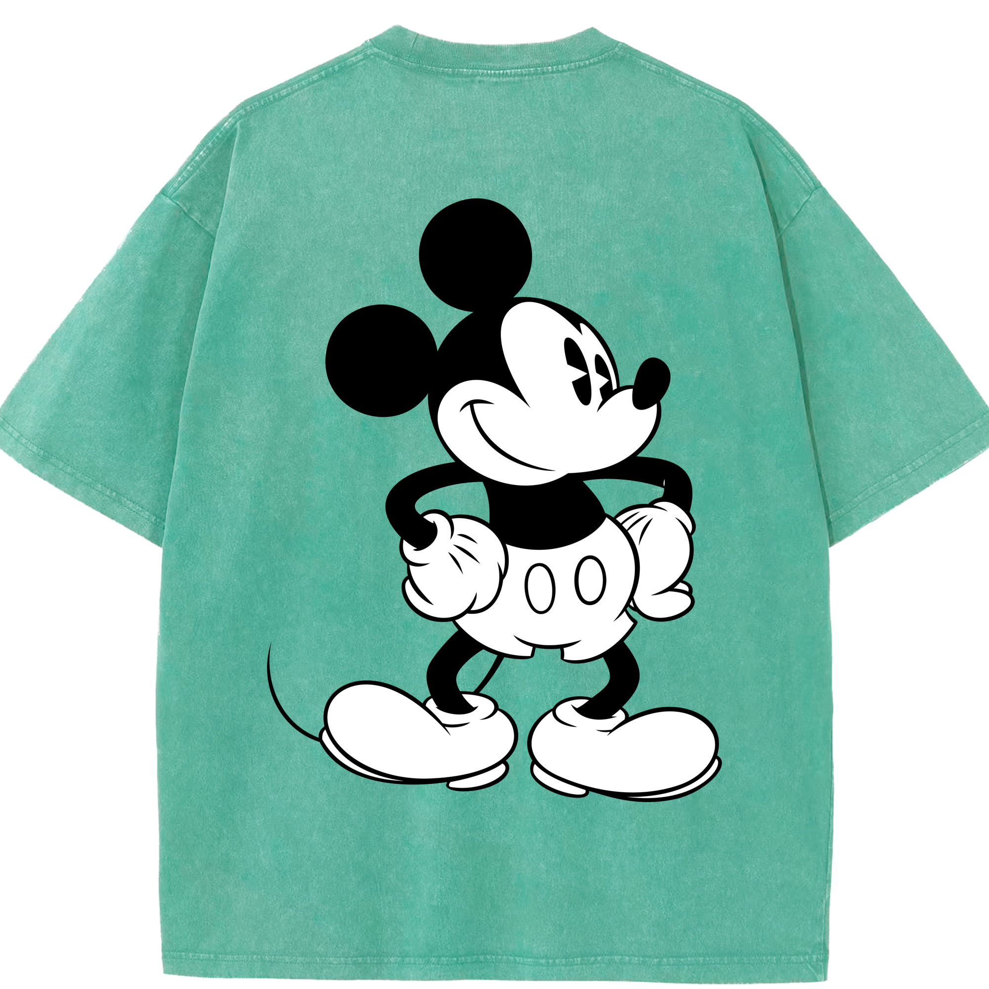 （画像用） ミッキーマウス Mickey Mouse 綿100% ヴィンテージ風 半袖Tシャツ（背面プリント）